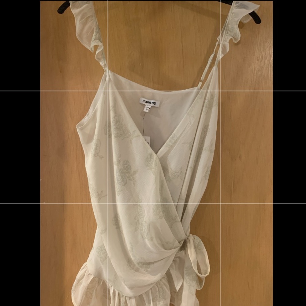 Express Floral Ruffle Strap Tie Waist Blouse